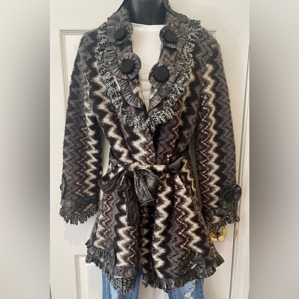 Fantasia Black/Grey Wool Blend Jacket Size M